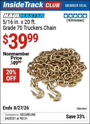 Harbor Freight HAUL-MASTER 5/16 IN. X 20 FT. GRADE 70 TRUCKERS CHAIN coupon