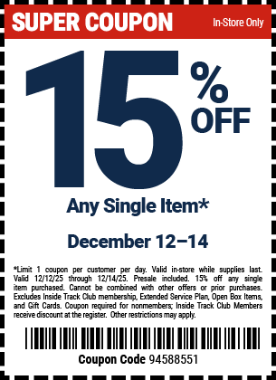 Harbor Freight 15 percent off coupon