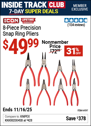 www.hfqpdb.com - ICON PRECISION SNAP RING PLIERS, 8-PIECE Lot No. 64597
