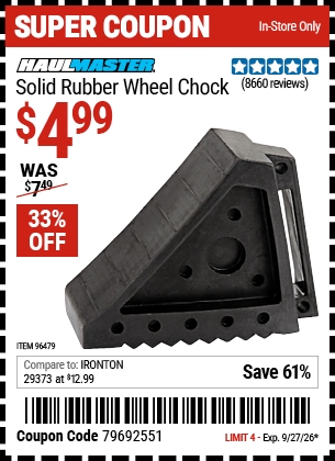 www.hfqpdb.com - HAUL-MASTER SOLID RUBBER WHEEL CHOCK Lot No. 69326/69853/56891/96479