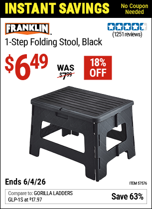 www.hfqpdb.com - FRANKLIN 1-STEP FOLDING STOOL, BLACK Lot No. 57576