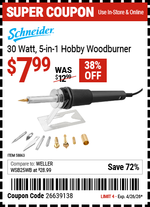 www.hfqpdb.com - SCHNEIDER 30 WATT, 5-IN-1 HOBBY WOODBURNER Lot No. 58863