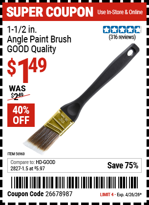 www.hfqpdb.com - 1-1/2 IN. ANGLE PAINT BRUSH, GOOD QUALITY Lot No. 56960