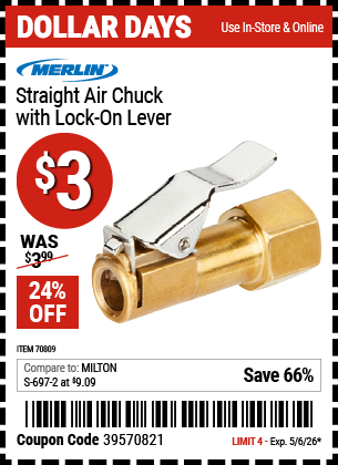 www.hfqpdb.com - MERLIN STRAIGHT AIR CHUCK WITH LOCK-ON LEVER Lot No. 70809