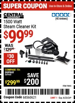 Harbor Freight Coupon 1500 WATT STEAM CLEANER KIT Lot No. 8823/63042 Expired: 6/23/24 - $99.99