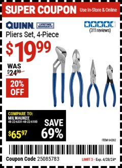 Harbor Freight Coupon 20 percent off coupon expires: 4/28/24