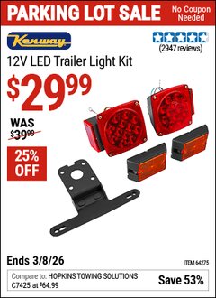 Harbor Freight Coupon KENWAY 12V LED TRAILER LIGHT KIT Lot No. 64275 Expired: 3/8/26 - $29.99