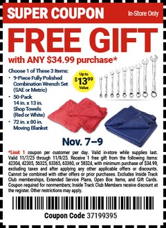 Harbor Freight FREE Coupon FRANKLIN 72 IN. X 80 IN. MOVING BLANKET Lot No. 58324 Expired: 11/9/25 - FWP
