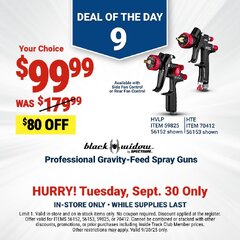 Harbor Freight Coupon BLACK WIDOW BY SPECTRUM PROFESSIONAL GRAVITY-FEED AIR SPRAY GUN WITH REAR FAN CONTROL Lot No. 59825/70412 Expired: 9/30/25 - $99.99