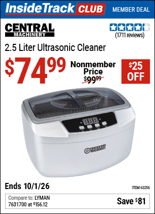 www.hfqpdb.com - CENTRAL MACHINERY 2.5 LITER ULTRASONIC CLEANER Lot No. 63256