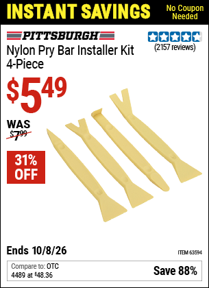 www.hfqpdb.com - PITTSBURGH NYLON PRY BAR INSTALLER KIT, 4-PIECE Lot No. 63594
