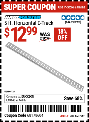www.hfqpdb.com - HAUL-MASTER 5 FT. HORIZONTAL E-TRACK Lot No. 66726