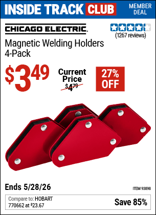 www.hfqpdb.com - CHICAGO ELECTRIC MAGNETIC WELDING HOLDERS, 4-PACK Lot No. 93898