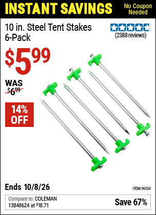 www.hfqpdb.com - 10 IN. STEEL TENT STAKES, 6-PACK Lot No. 96534
