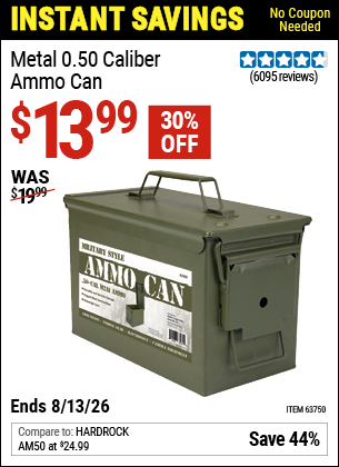 www.hfqpdb.com - METAL 0.50 CALIBER AMMO CAN Lot No. 63750