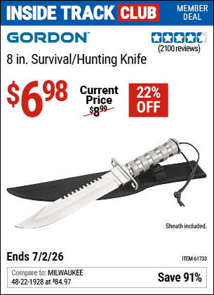 www.hfqpdb.com - GORDON 8 IN. SURVIVAL/HUNTING KNIFE Lot No. 61733/90714