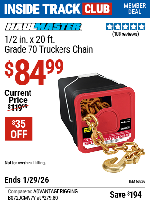Harbor Freight HAUL-MASTER 1/2 IN. X 20 FT. GRADE 70 TRUCKERS CHAIN coupon