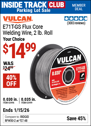 www.hfqpdb.com - VULCAN E71T-GS FLUX CORE WELDING WIRE, 2 LB. ROLL Lot No. 63496/63499