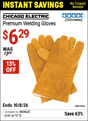 www.hfqpdb.com - CHICAGO ELECTRIC PREMIUM WELDING GLOVES Lot No. 39664