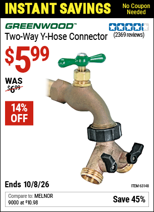 www.hfqpdb.com - GREENWOOD TWO-WAY Y-HOSE CONNECTOR Lot No. 63148