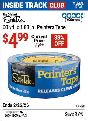 www.hfqpdb.com - STIKTEK 60 YD. X 1.88 IN. PAINTERS TAPE Lot No. 63243