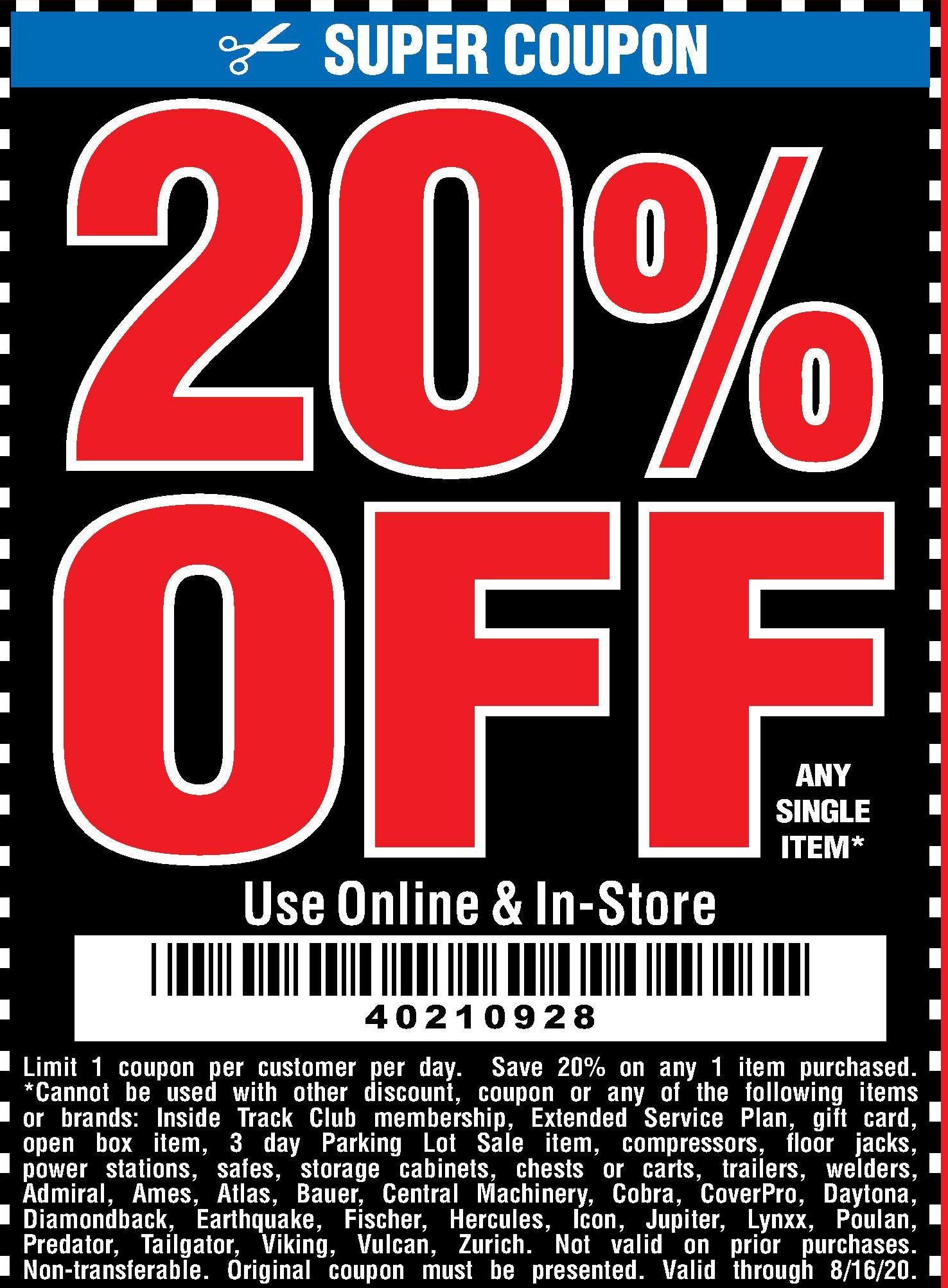 20 Off Harbor Freight Coupon Printable