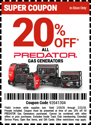 Harbor Freight 20 percent off coupon