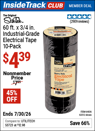 www.hfqpdb.com - STIKTEK 60 FT. X 3/4 IN. INDUSTRIAL-GRADE ELECTRICAL TAPE, 10-PACK Lot No. 63312/64836