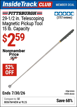www.hfqpdb.com - PITTSBURGH 15 LB. CAPACITY TELESCOPING MAGNETIC PICKUP TOOL Lot No. 64656/95933