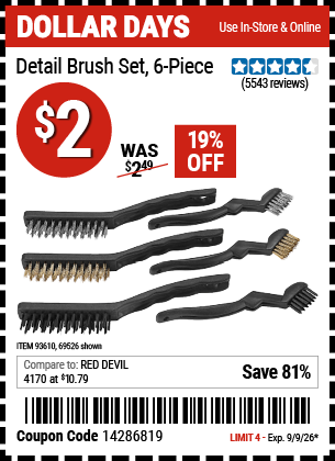 www.hfqpdb.com - DETAIL BRUSH SET, 6-PIECE Lot No. 69526/62616