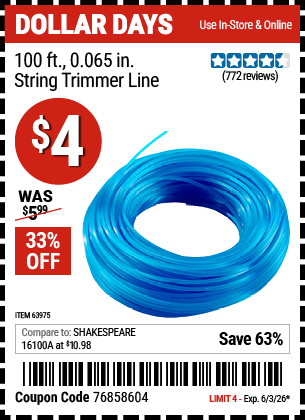 www.hfqpdb.com - 100 FT., 0.065 IN. STRING TRIMMER LINE Lot No. 63975