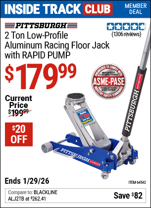 www.hfqpdb.com - PITTSBURGH 2 TON LOW-PROFILE ALUMINUM RACING FLOOR JACK WITH RAPID PUMP Lot No. 64542