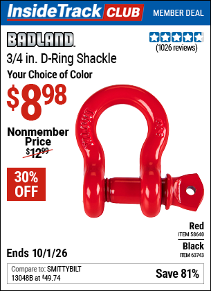 www.hfqpdb.com - BADLAND 3/4 IN. D-RING SHACKLE Lot No. 58640/63743