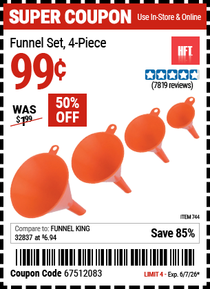 www.hfqpdb.com - HFT FUNNEL SET, 4-PIECE Lot No. 744
