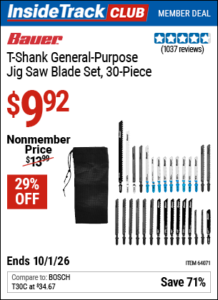 www.hfqpdb.com - BAUER T-SHANK GENERAL-PURPOSE JIG SAW BLADE SET, 30-PIECE Lot No. 64071