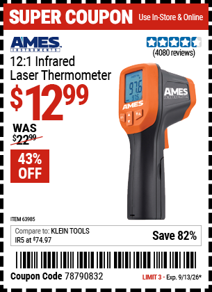 www.hfqpdb.com - AMES INSTRUMENTS 12:1 INFRARED LASER THERMOMETER Lot No. 63985