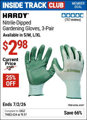 www.hfqpdb.com - HARDY NITRILE-DIPPED GARDENING GLOVES, 3-PAIR Lot No. 64246/64247