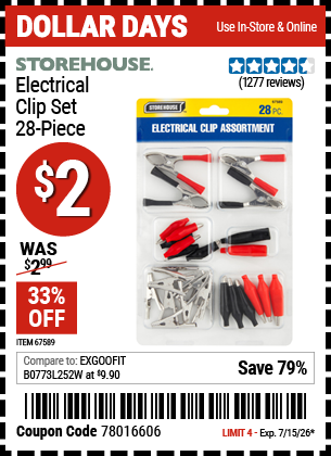 www.hfqpdb.com - STOREHOUSE ELECTRICAL CLIP SET, 28-PIECE Lot No. 67589