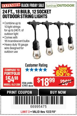 Harbor Freight Outdoor String Lights 