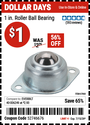 www.hfqpdb.com - 1 IN. ROLLER BALL BEARING Lot No. 67060
