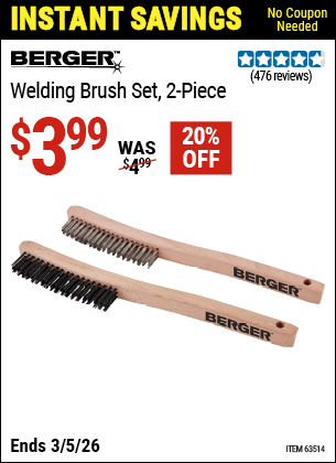 www.hfqpdb.com - BERGER WELDING BRUSH SET, 2-PIECE Lot No. 63514