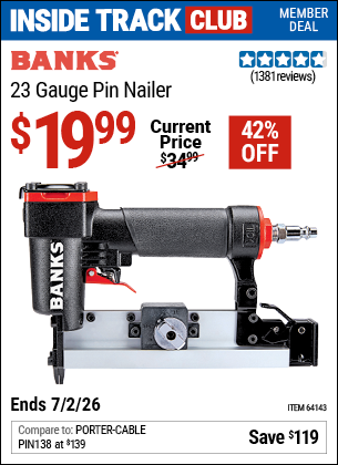 www.hfqpdb.com - BANKS 23 GAUGE PIN NAILER Lot No. 64143