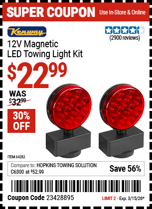 www.hfqpdb.com - KENWAY 12V MAGNETIC LED TOWING LIGHT KIT Lot No. 64282