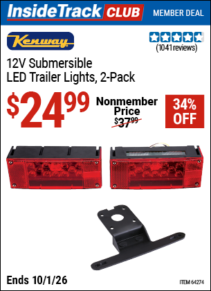 www.hfqpdb.com - KENWAY 12V SUBMERSIBLE LED TRAILER LIGHTS, 2-PACK Lot No. 64274