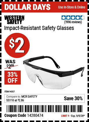 www.hfqpdb.com - WESTERN SAFETY IMPACT-RESISTANT SAFETY GLASSES Lot No. 94357