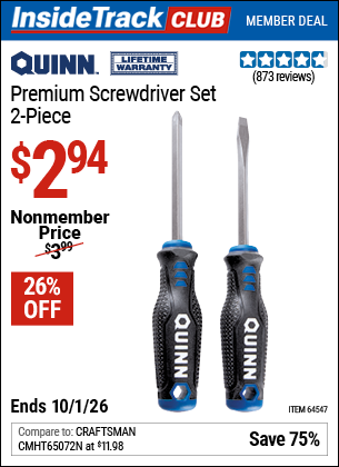 www.hfqpdb.com - QUINN PREMIUM SCREWDRIVER SET, 2-PIECE Lot No. 64547
