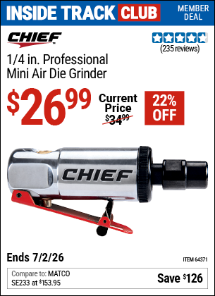 www.hfqpdb.com - CHIEF 1/4 IN. PROFESSIONAL MINI AIR DIE GRINDER Lot No. 64371