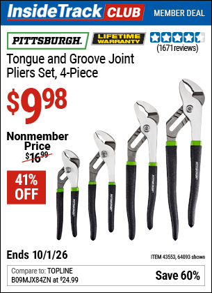 www.hfqpdb.com - PITTSBURGH TONGUE AND GROOVE JOINT PLIERS SET, 4-PIECE Lot No. 64093