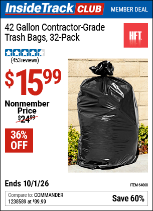 www.hfqpdb.com - HFT 42 GALLON CONTRACTOR-GRADE TRASH BAGS, 32-PACK Lot No. 64068