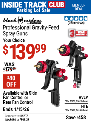 www.hfqpdb.com - BLACK WIDOW BY SPECTRUM PROFESSIONAL GRAVITY-FEED SPRAY GUN WITH FAN CONTROL Lot No. 56152/56153/59825/70412